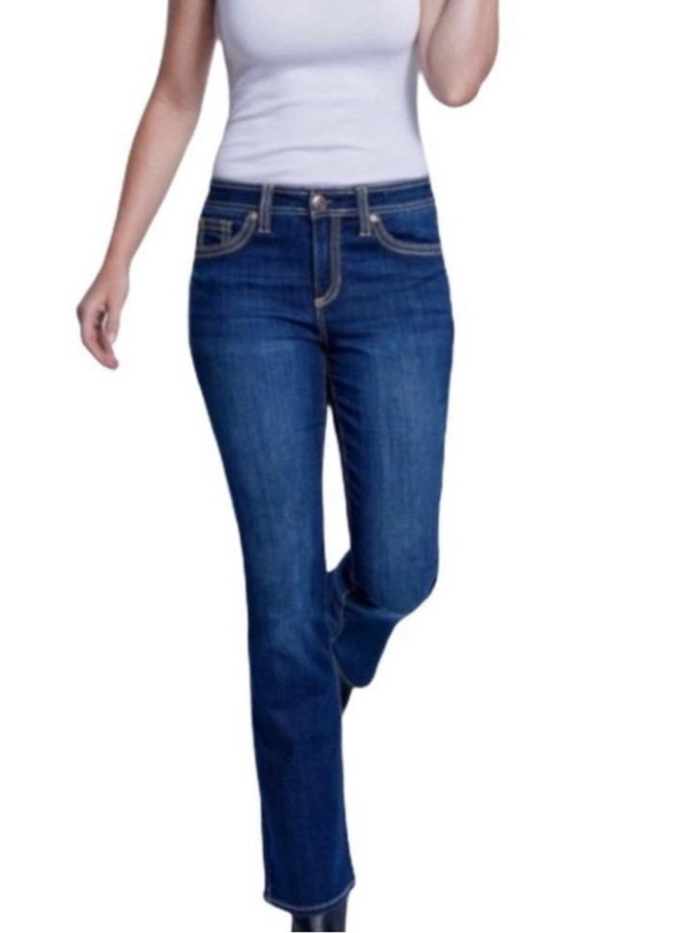 7 For All Mankind Women's Dark Blue Straight-Leg Jeans